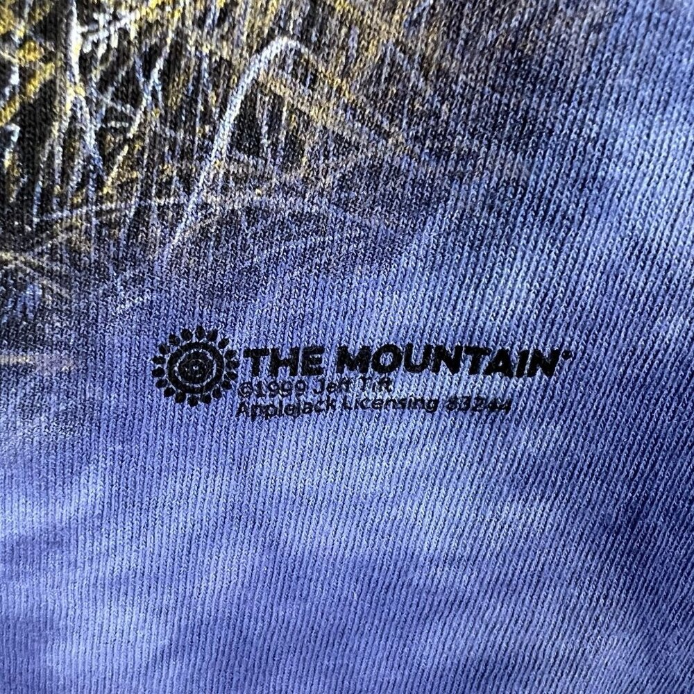 The Mountain T Shirt Men L Owls Forest Moon Print Wilderness‎ Blue Tie Dye VTG - Picture 4 of 6